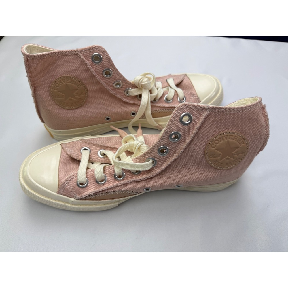 Converse Chuck 70 Hi Pink Canvas Raw Edge Sneakers 572612C Womens 10.5 Mens 8.5